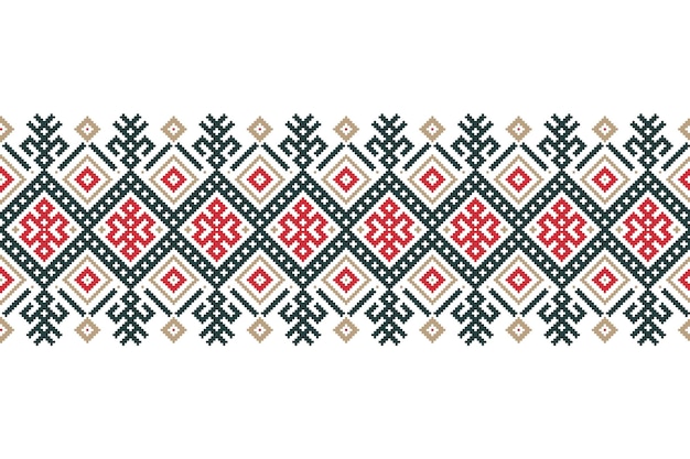 Vector illustration of Ukrainian folk seamless pattern ornament Ethnic ornament Border element Traditional Ukrainian Belarusian folk art knitted embroidery pattern Vyshyvanka