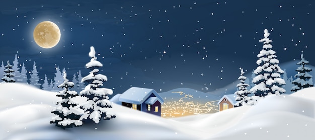 Vector illustration of a winter landscape.