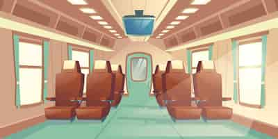 Free vector vector illustration with a cabin of a train, seats with brown leather and tv