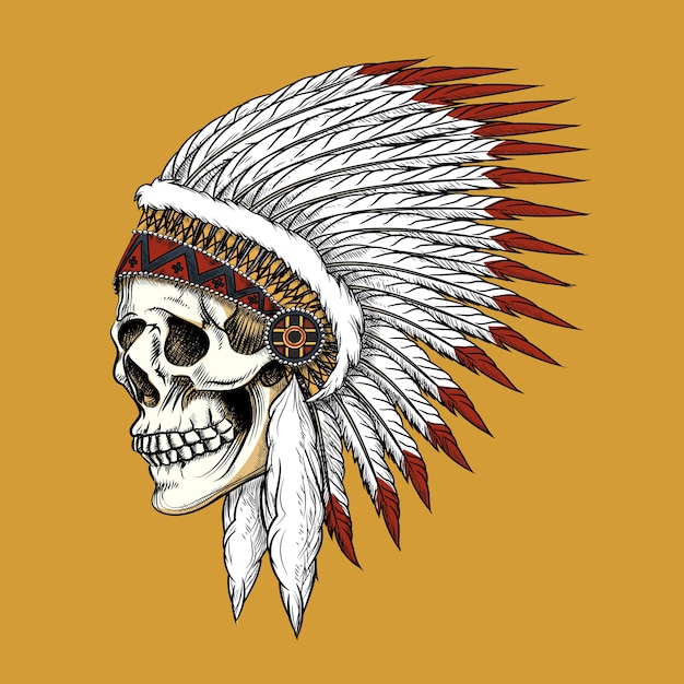 Free Vector vector indian skull. feather and tribal, bone and skeleton, western cowboy