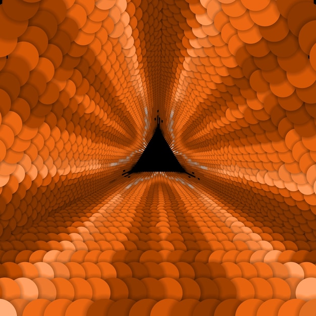 Free vector vector infinite triangular tunnel of colorful circles on dark orange