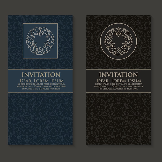 Free vector vector invitation, cards with ethnic arabesque elements.