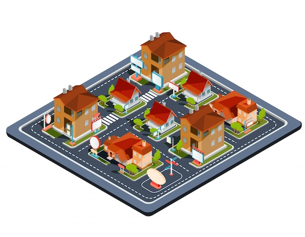 Free Vector vector isometric illustration residential quarter