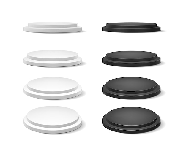 vector ison set Collection of white and black podium stands in different directions