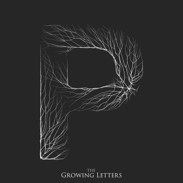 Free vector vector letter p of branch or cracked alphabet.