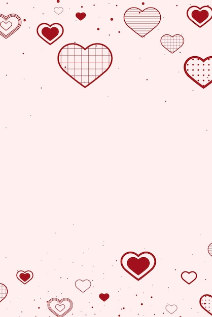 Free vector vector lovely red border decorated with hearts