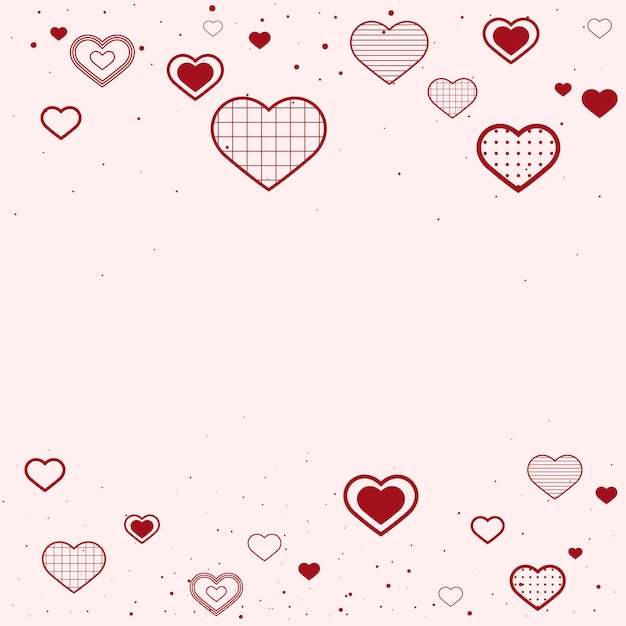 Free vector vector lovely red border decorated with hearts