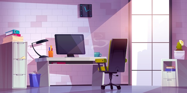 Free Vector vector office interior room with desk cartoon