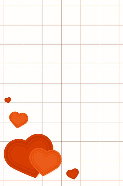 Free vector vector orange heart corner border grid pattern background