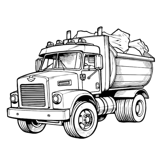 Free Vector vector outline garbage truck illustrator