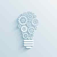 Free vector vector paper light bulb with gears and cogs, business interaction concept