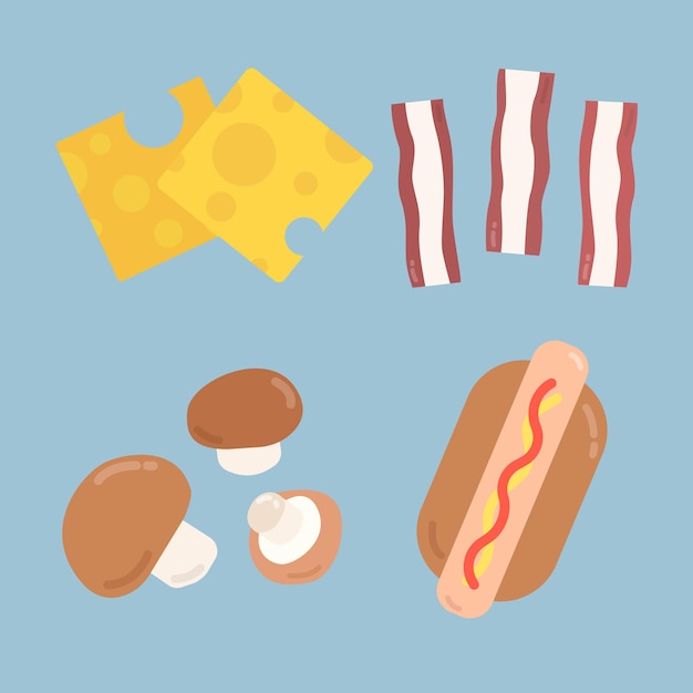 Vector pastel food sticker collection