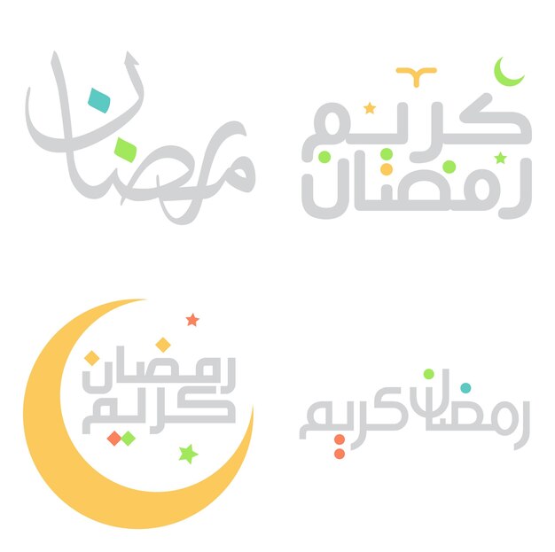 Vector Ramadan Kareem Wishes Greetings with Arabic Calligraphy