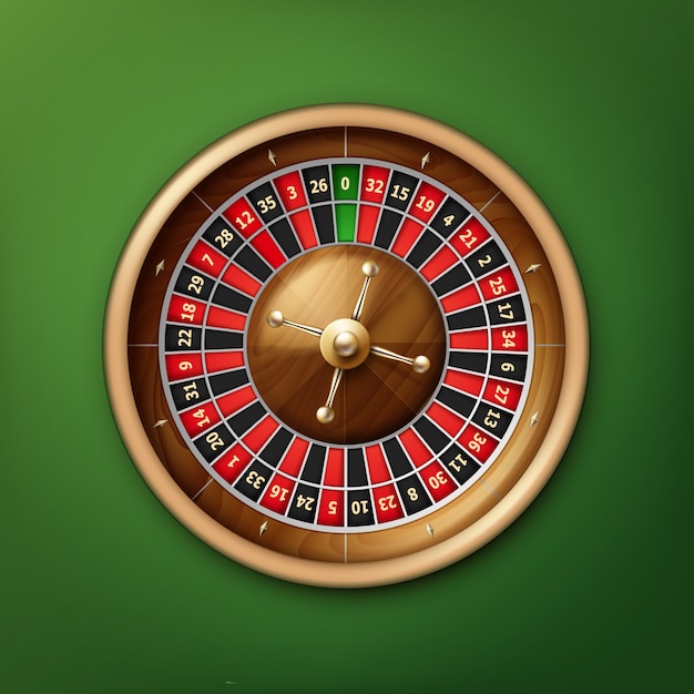 Free Vector vector realistic casino roulette wheel top view isolated on green poker table