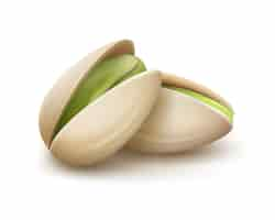 Free vector vector realistic pistachio nuts with nutshell side view isolated on white background