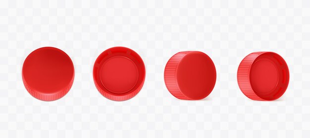 Vector realistic red plastic bottle caps