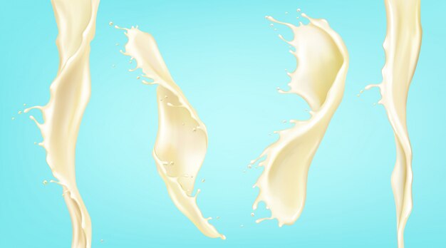 Free Vector vector realistic splash and stream of vanilla milk