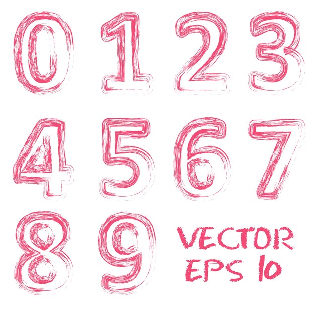 Vector red handwritten numbers.