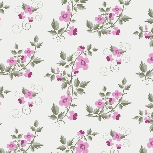 Vector retro floral pattern with flowers