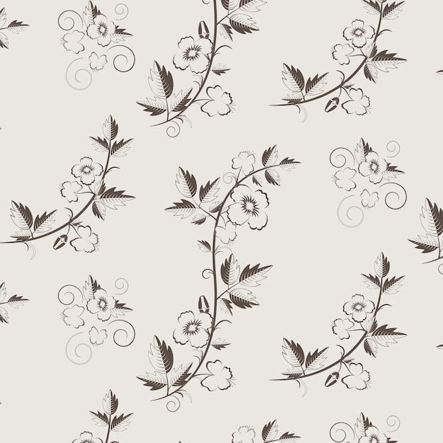 Vector retro floral pattern with flowers