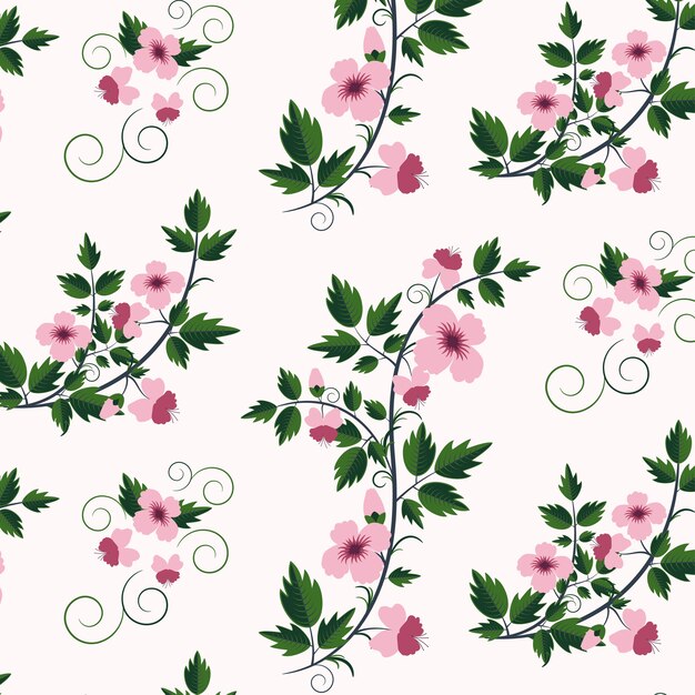 Vector retro floral pattern with flowers