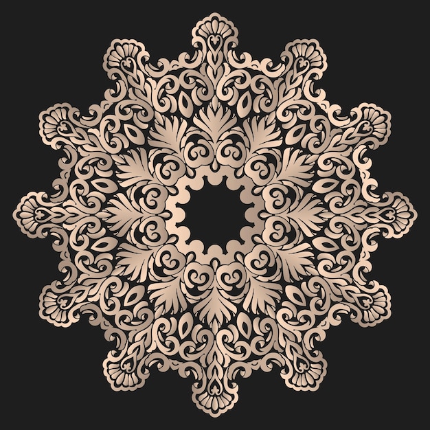 Vector round lace with damask and arabesque elements Mehndi style Orient traditional ornament