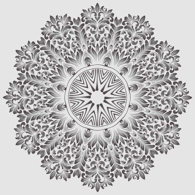 Vector round lace with damask and arabesque elements Mehndi style Orient traditional ornament