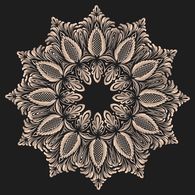 Free Vector vector round lace with damask and arabesque elements mehndi style orient traditional ornament