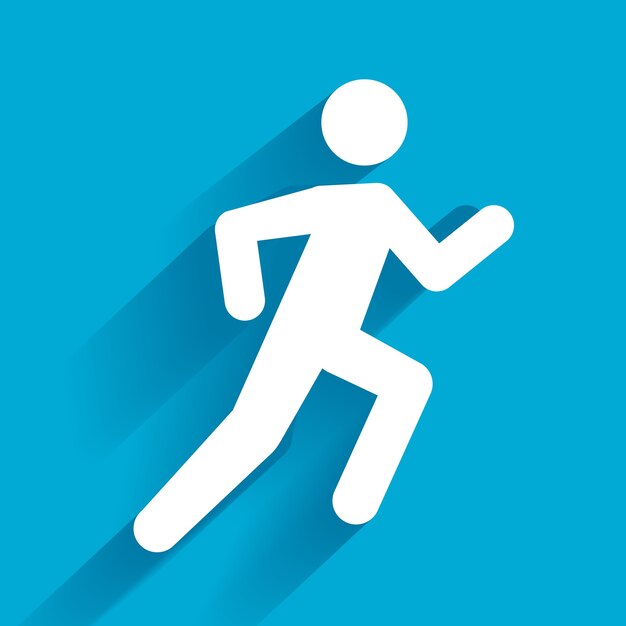 Vector Running Illustration, white man on blue