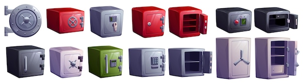 Free Vector vector safe box close door deposit steel vault