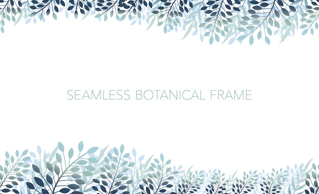 Vector Seamless Botanical Background With Text Space. Horizontally Repeatable.