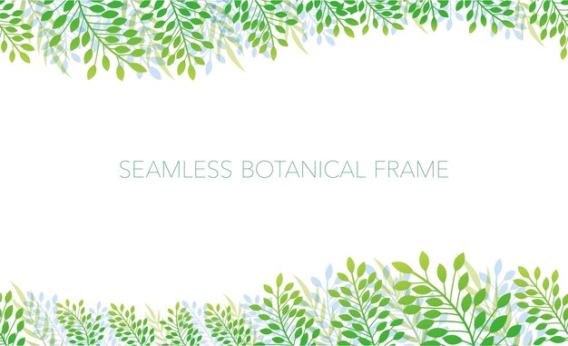 Vector Seamless Botanical Background With Text Space. Horizontally Repeatable.