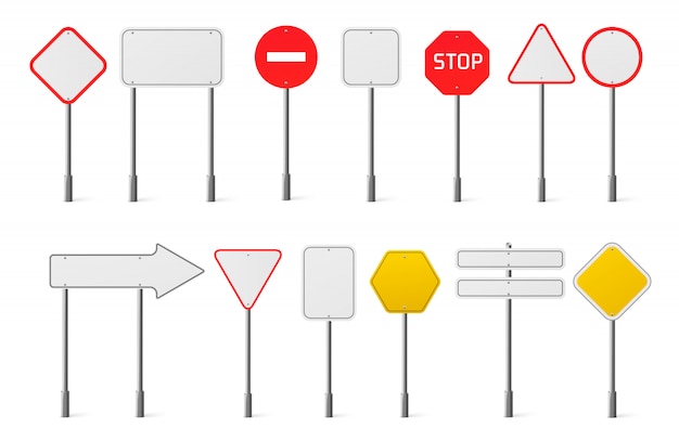 Vector set of blank traffic road signs