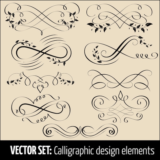 Vector set of calligraphic and page decoration design elements. Elegant elements for your design.