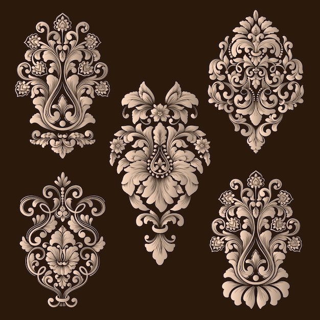 Vector set of damask ornamental elements