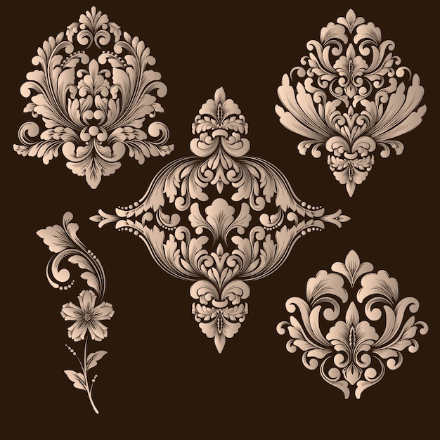 Vector set of damask ornamental elements