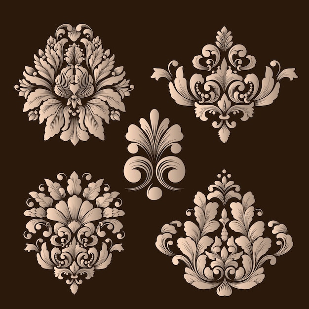 Free vector vector set of damask ornamental elements.