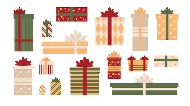 Vector set of different gift boxes Flat design