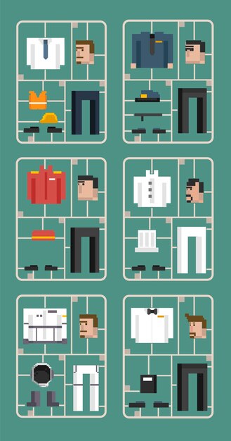 Vector set of men and professions