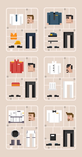 Free Vector vector set of men and professions