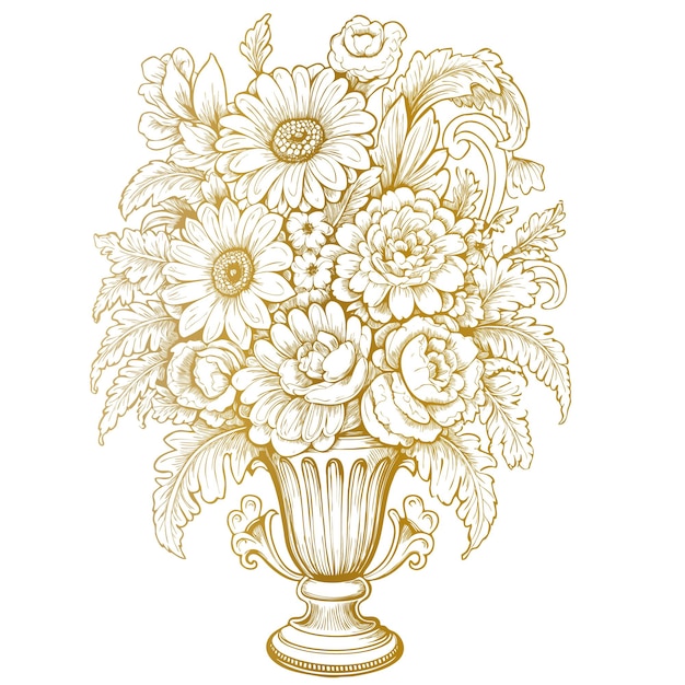 Free Vector vector sketch large floral flower arrangement illustration