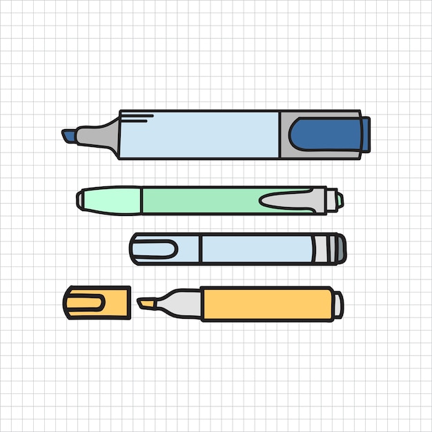 Vector of stationery doodle style