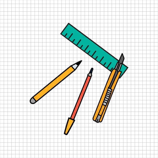 Vector of stationery doodle style