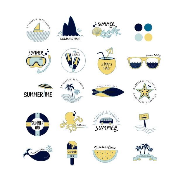 Vector of summer icons set