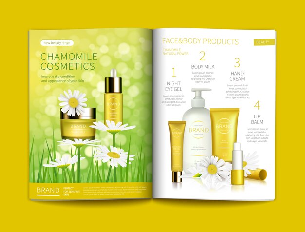 Vector template for glossy cosmetic magazine. 