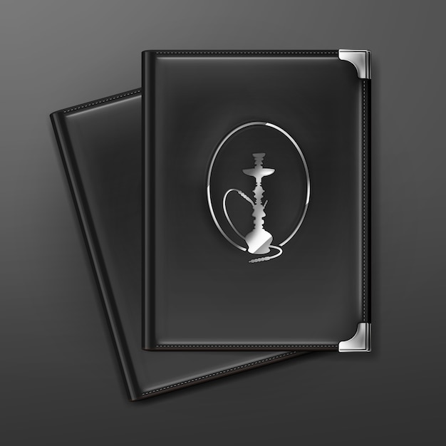 Free Vector vector two black hookah menu holders top view isolated on dark background