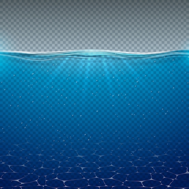 Vector underwater blue ocean transparent background