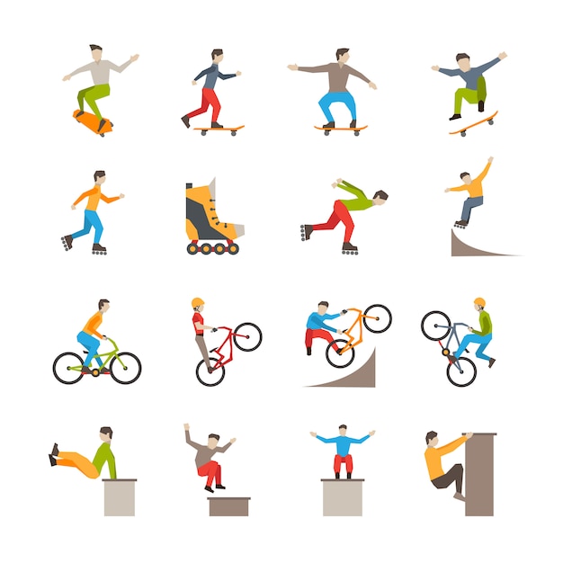 Free Vector vector urban sport  icons with people