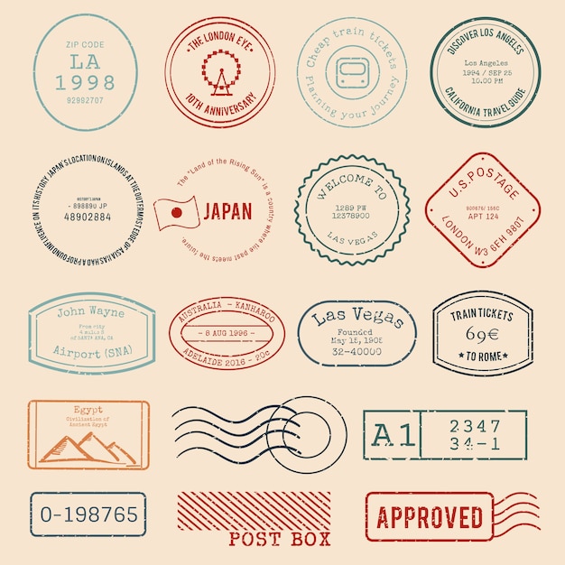 Vector of various stamp design