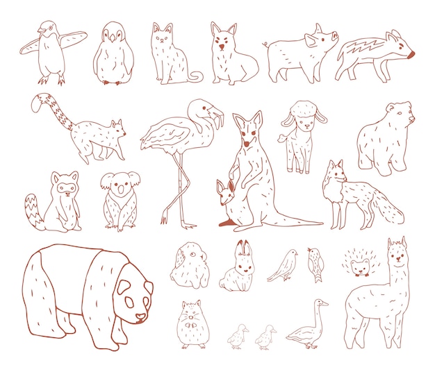 Free Vector vector of various types of animals